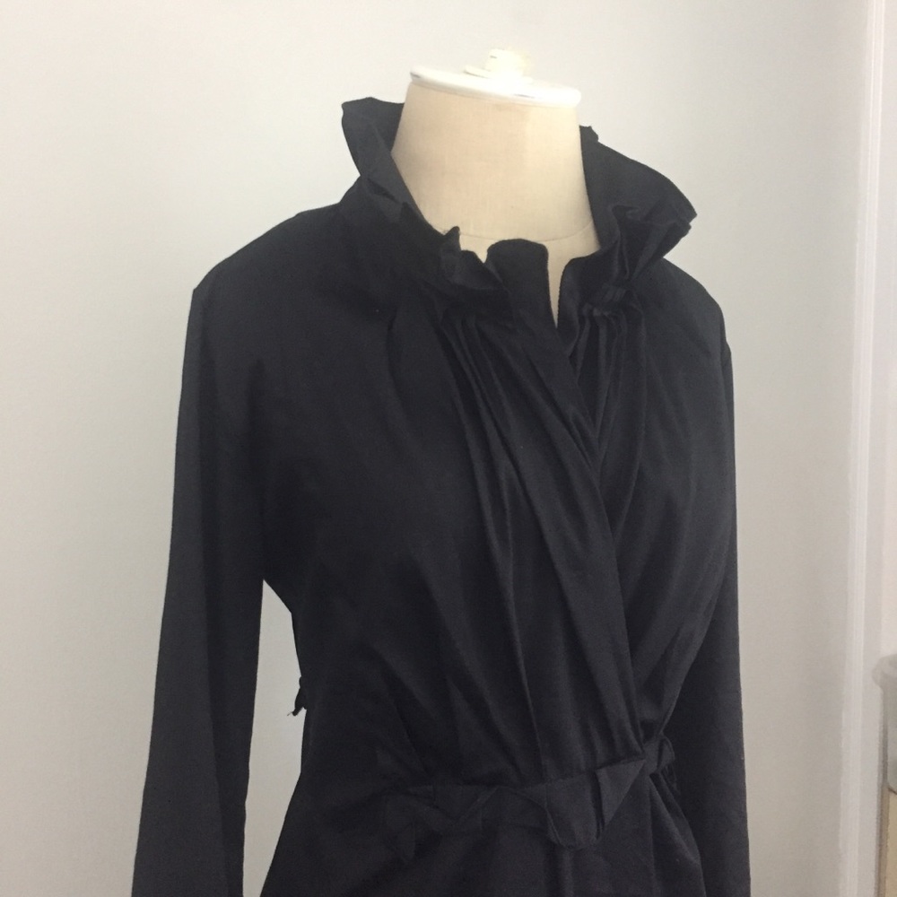 Ellie Tahari Black Ruffle Collar Dress Size 4 - Picture 2 of 7
